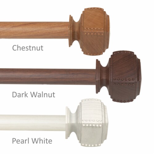 1 Inch Odin Faux Wood Curtain Rod 160-240  - Dark Walnut Perspective: front