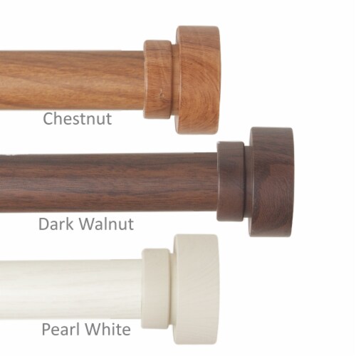 1 Inch Brett Faux Wood Curtain Rod 66-120  - Dark Walnut Perspective: front