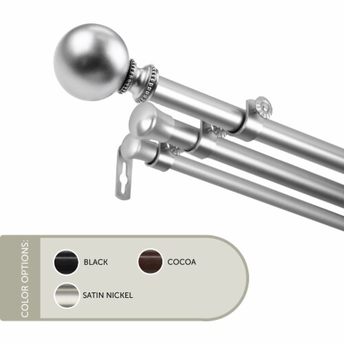 13/16 Inch Lex Triple Curtain Rod 120-170 - Satin Nickel, 1 - Fry’s Food Stores
