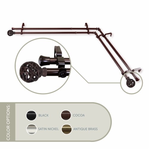 Truffle Corner Window Double Curtain Rod 13/16”OD 