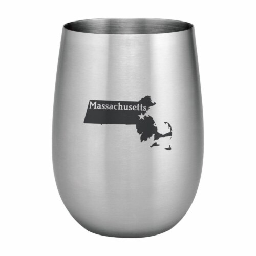 Supreme Housewares 20oz Stainless Steel Glass, Massachusetts Perspective: front