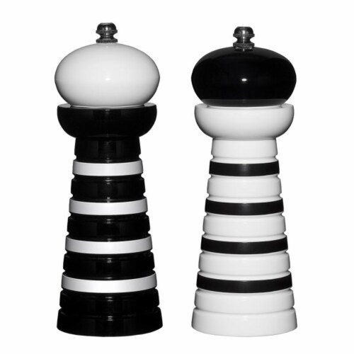 Supreme Housewares Acrylic Pepper Mill Set of 2, Black Stripes Perspective: front