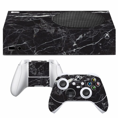 VWAQ Black Marble Xbox One S Skins For Console and Controllers - XSRSS6 Perspective: front