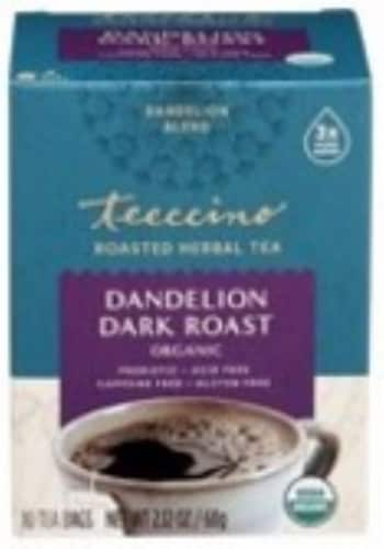 Teeccino Dandelion Dark Roast Herbal Tee Bags Perspective: front