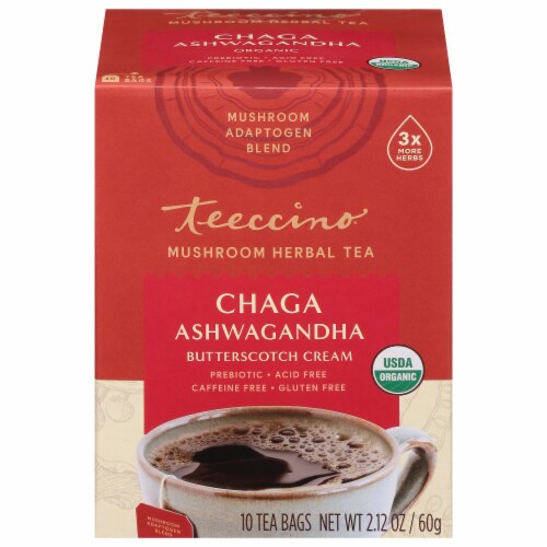 Teeccino® Chaga Ashwagandha Mushroom Herbal Tea Perspective: front