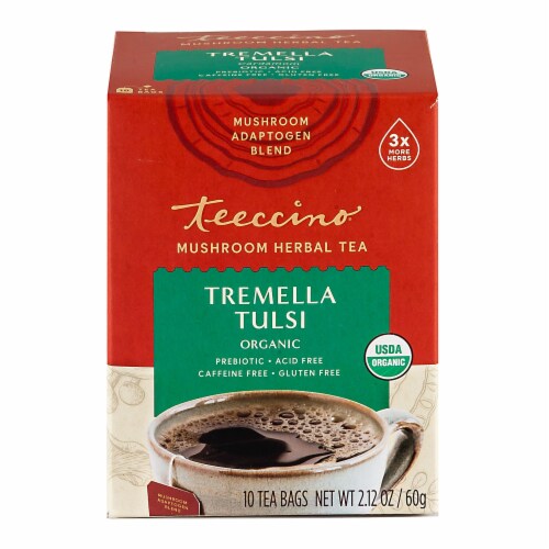 Teeccino® Tremella Tulsi Organic Mushroom Herbal Tea Perspective: front