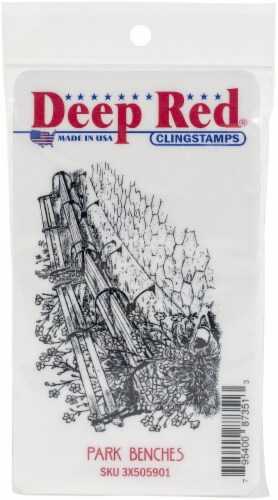 Deep Red Stamps Park Benches Perspective: front