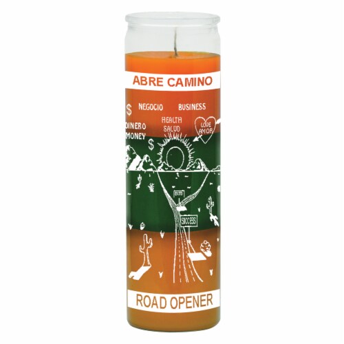 Indio Road Opener 7-Day Glass Jar Candle - Orange/Green Perspective: front