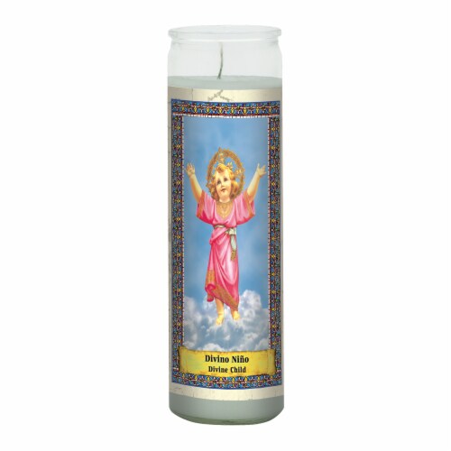 Eternalux Divine Child Unscented Glass Jar Candle - White Perspective: front