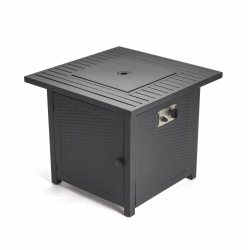 28  Outdoor Propane Gas Fire Pit With Cover & Lava Rock, Camping, Patio Perspective: front