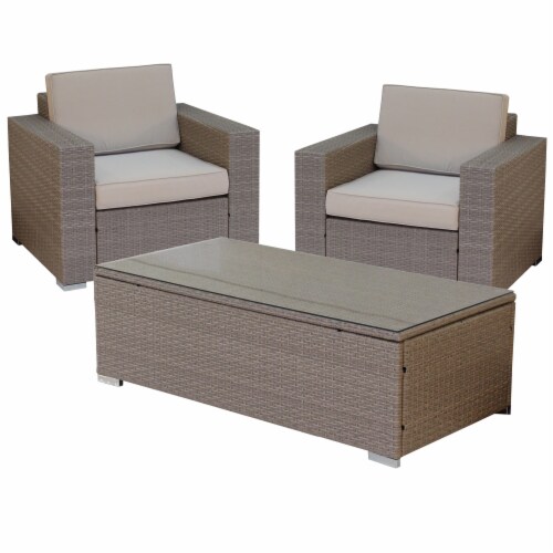 BOSSIN 5 Pieces Patio Furniture Sets All Weather Outdoor Sectional Sofa