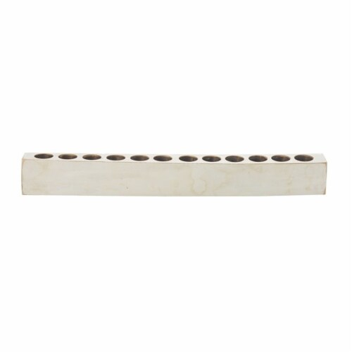 Luxury Living 12-Hole Wooden Sugar Mold Candle Holder in White Distressed Perspective: front