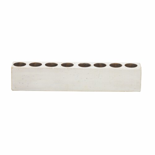 Luxury Living 8-Hole Wooden Sugar Mold Candle Holder in White Distressed Perspective: front