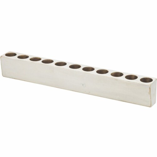 Luxury Living 11-Hole Wooden Sugar Mold Candle Holder in White Distressed Perspective: front