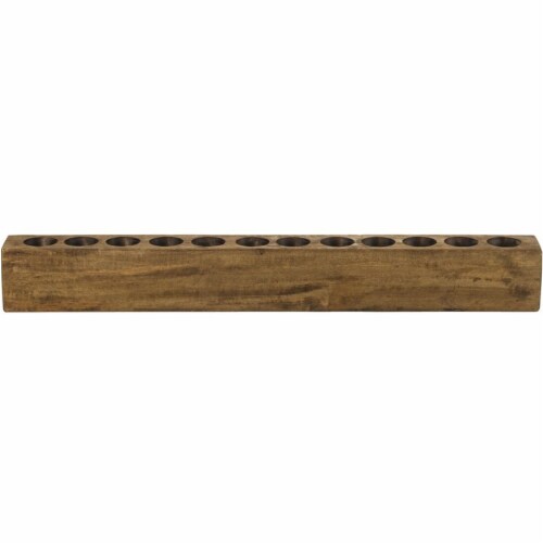Luxury Living 12-Hole Rustic Wooden Sugar Mold Candle Holder in Pecan Brown Perspective: front