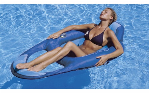 Swimways Blue Fabric Mesh Inflatable Mattress Floating Pool Mat