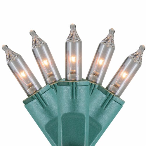 GKI/Bethlehem Lighting 100-Count Clear Perm-O-Snap Mini Christmas Light Set, 49.3ft Green Perspective: front