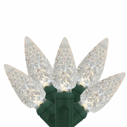 GKI/Bethlehem Lighting 35 White LED C6 Mini Christmas Lights - 16.7 ft Green Wire Perspective: front