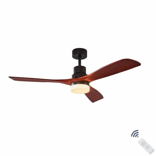 ExBrite 52 Inch Solid Wood Ceiling Fans with Light AC DC Perspective: front