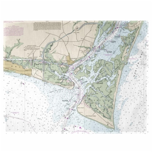 Betsy Drake PM11537B Baldhead Island, NC Nautical Map Place Mat - Set of 4 Perspective: front