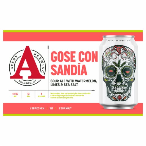 Avery Brewing Co. Gose Con Sandia Sour Ale Beer Cans Perspective: front