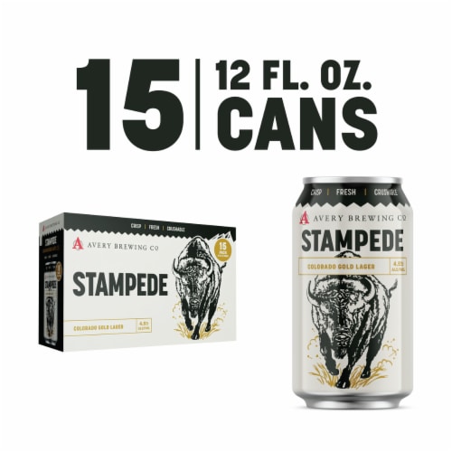 Avery Stampede Gold Lager Craft Beer Cans Perspective: front