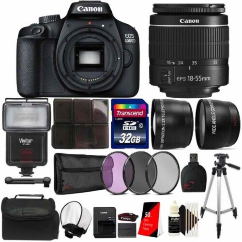 wees stil Snel morfine Canon Eos 4000d 18mp Digital Slr Camera With 18-55mm Lens + Sf-4000 Top  Accessory Kit, 1 - Pick 'n Save