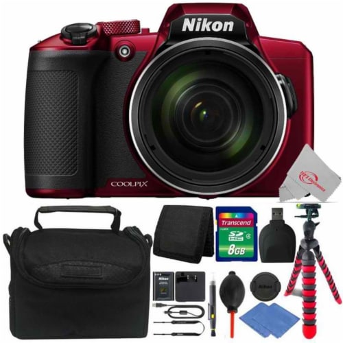 Nikon Coolpix B600 Digital Camera (red) + 8gb Accessory Kit, 1