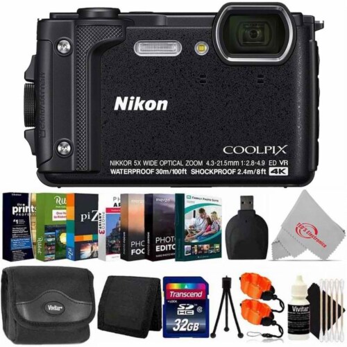 Nikon Coolpix W300 16mp Digital Camera Black + Accessory Bundle, 1