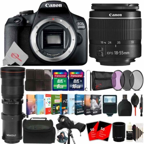 Canon Eos 2000d 24.1mp Dslr Camera + 1855mm & 420800mm Lens Accessory Kit, 1 Ralphs
