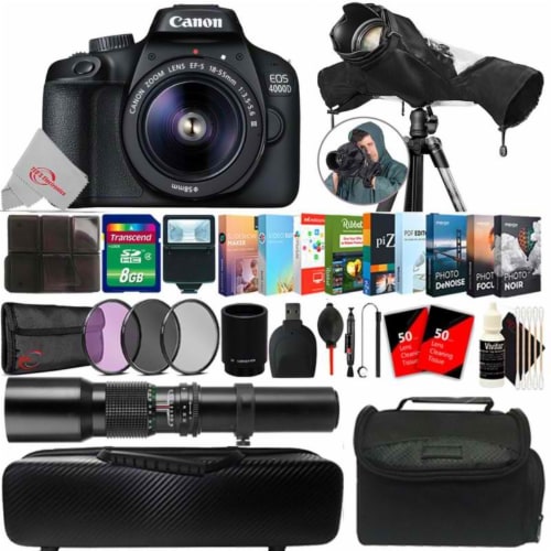 Canon 4000d 18mp Camera 18-55mm & 500mm Lens Accessory Kit, 1 - Pay Less Super Markets