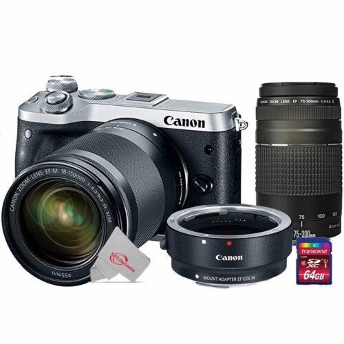 Canon Eos M6 24 2mp Mirrorless Digital Camera Silver With 18 150mm Lens 75 300mm Lens Kit 1 Kroger