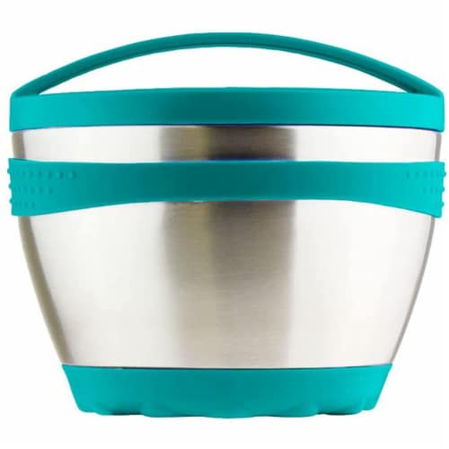 Kid Basix Safe Bowl,Reusable Stainless Steel Thermos Container 4 Food Storage,Teal,16 Oz Bowl Perspective: front