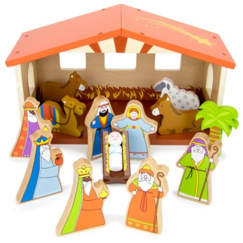 Brybelly TREL-003 Wooden Nativity Set Perspective: front