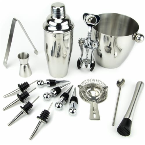 Brybelly BSET-001 Stainless Steel Bar Set, 16 Piece Perspective: front