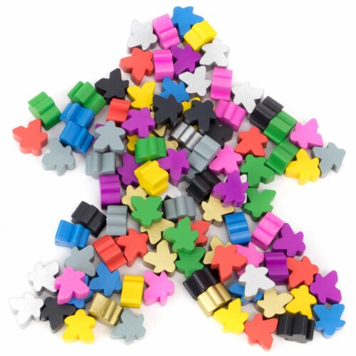 Brybelly TBGA-201 100 Assorted Wooden Meeples Perspective: front