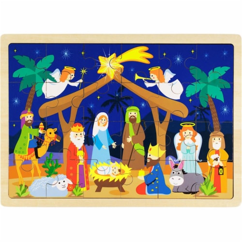 Brybelly TREL-004 Nativity Puzzle - Natural Wood Perspective: front