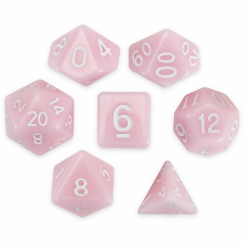 Brybelly GDIC-1144 Polyhedral Dice, Cherry Blossom - Set of 7 Perspective: front