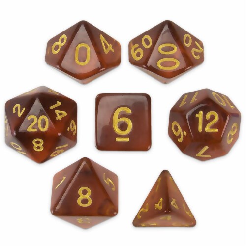 Brybelly GDIC-1147 Polyhedral Dice & Desert Topaz -Set of 7 Perspective: front