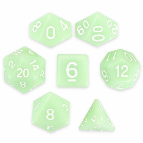 Brybelly GDIC-1158 Polyhedral Dice & Ghost Jade -Set of 7 Perspective: front