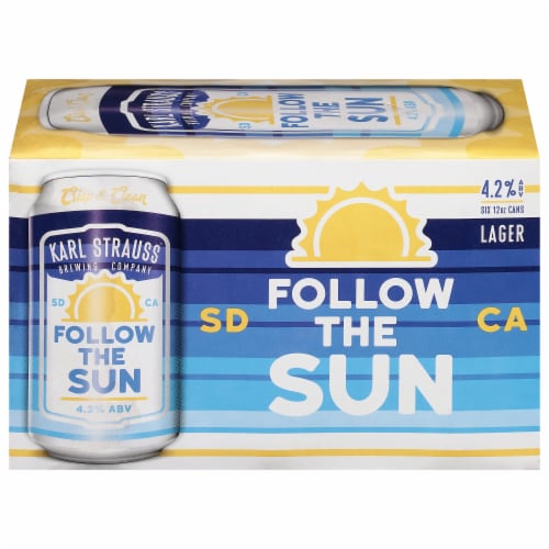 Karl Strauss® Brewing Company Follow the Sun Lager Beer Cans Perspective: front