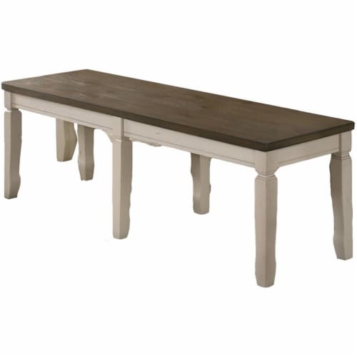 Best Master Furniture Belle 58  Rectangular Solid Wood Dining Bench in Oak Cream Perspective: front