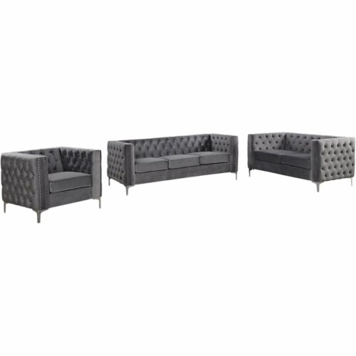 Best Master Furniture Aineias 3 Piece Fabric Sofa Loveseat and