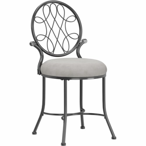 Hillsdale Furniture O'Malley Metal Vanity Stool Metallic Gray Perspective: front