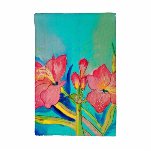 Betsy Drake KT233 Pink Amaryllis Kitchen Towel Perspective: front