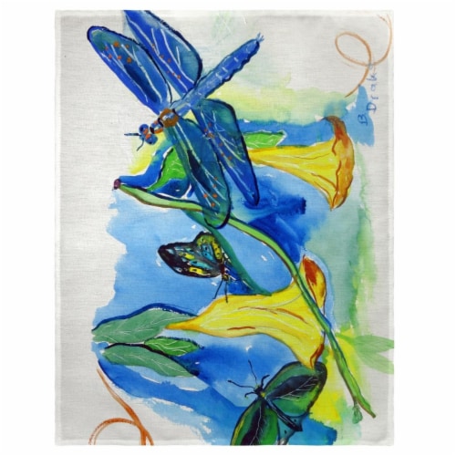 Betsy Drake PM813 14 x 18 in. Yellow Bells & Dragonfly Place Mat - Set of 4 Perspective: front
