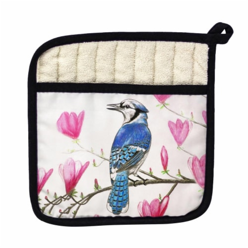 Betsy Drake PT013 Blue Jay Pot Holder Perspective: front