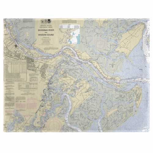 Betsy Drake PM214 Savannah River & Wassaw Sound, GA Nautical Map Place Mat, 14 x 18 in. - Set Perspective: front