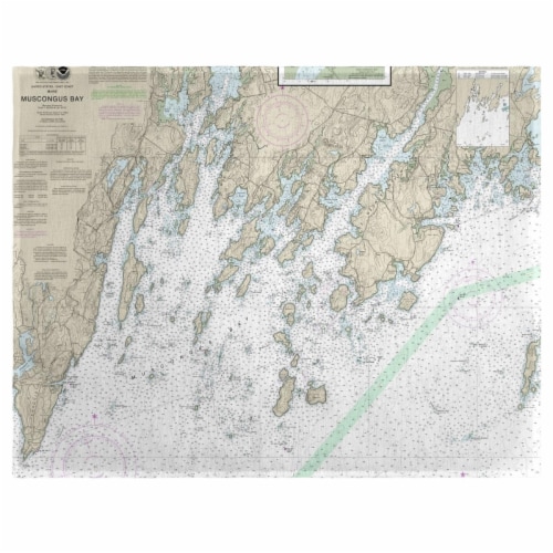 Betsy Drake PM13301MB Muscongus Bay, ME Nautical Map Place Mat, 14 x 18 in. - Set of 4 Perspective: front