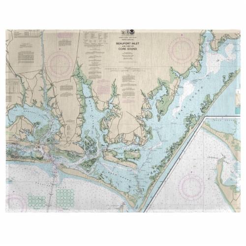 Betsy Drake PM11545 Beaufort Inlet & Part of Core Sound, NC Nautical Map Place Mat, 14 x 18 i Perspective: front